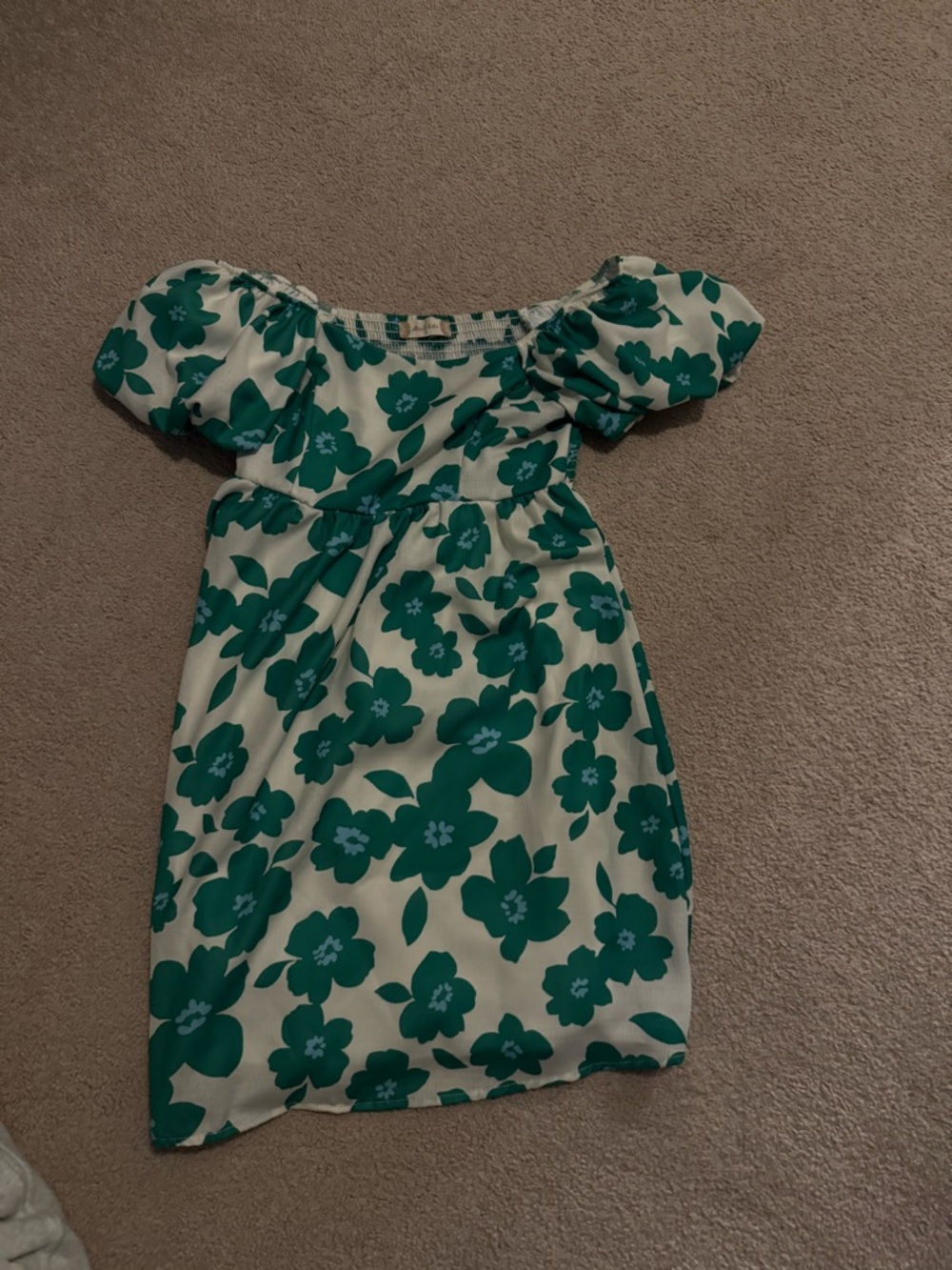 Altar'd State Green Floral Puff-Sleeve Casual Dress